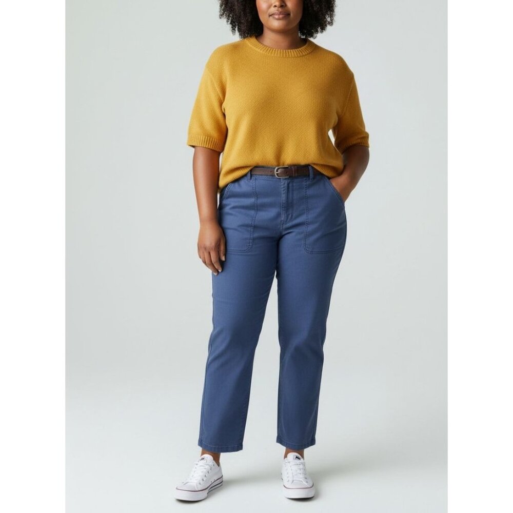 J. Crew Womens Blue Chino Pants Size 8 With Front & Back Pockets Button Closure